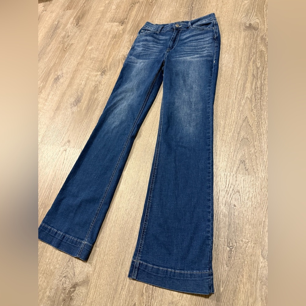 Flamingo by Flamingals Dark Wash Straight Leg Jeans Sequined Denim Small 26 - Picture 5 of 11